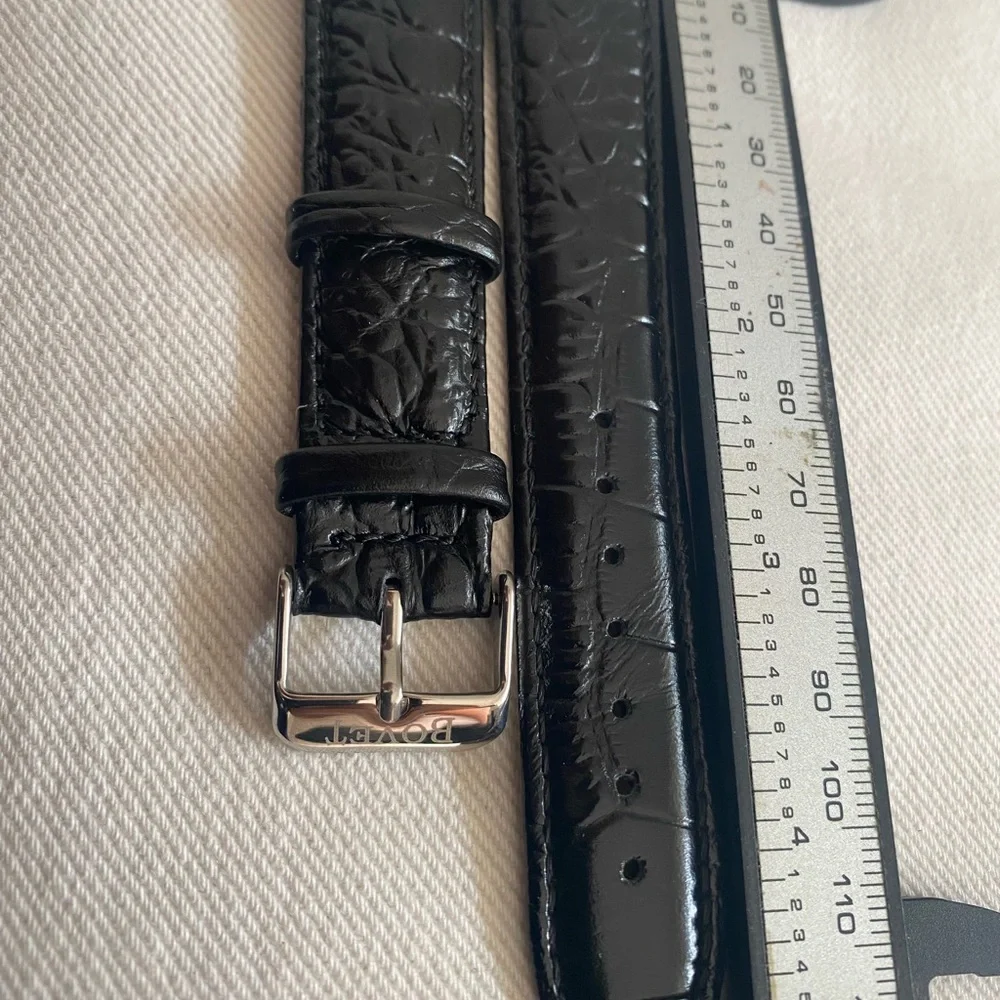 Black Textured Leather Belt BOVET 20mm watch strap
